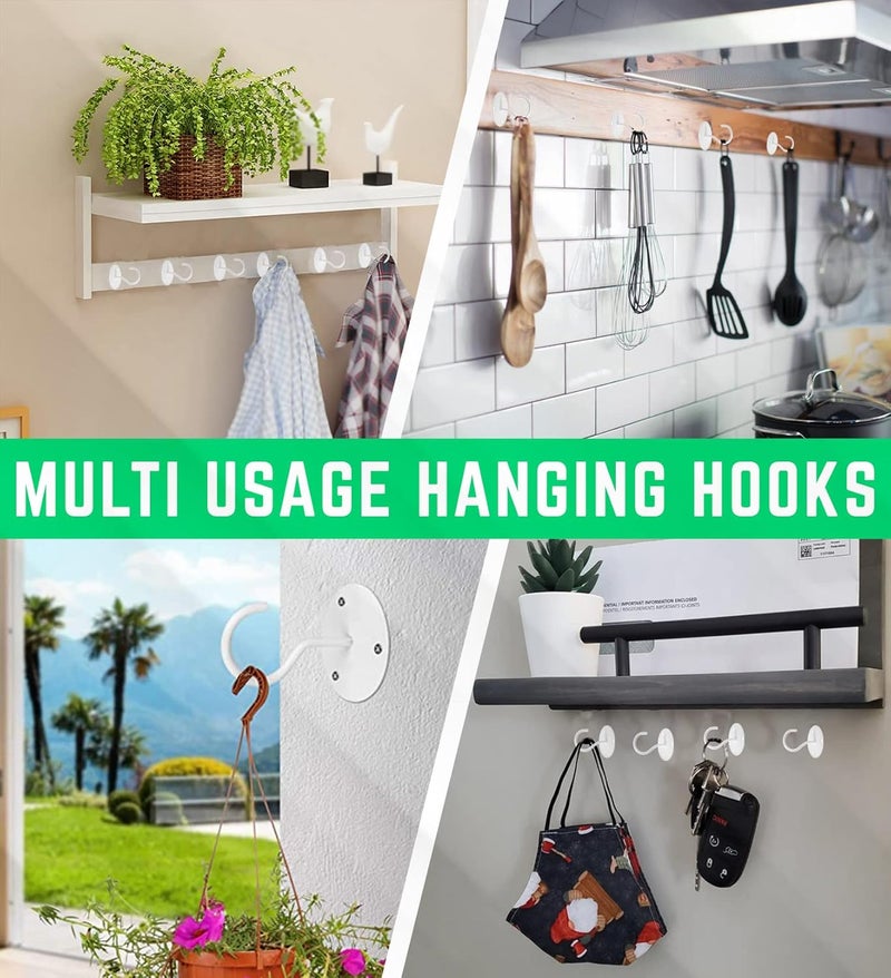 Etoolia Ceiling Hooks for Hanging Plants- 4pcs 2.56 inches Heavy Duty Powder Coated, White Hanging Hooks for Bird Feeders, Planters and Wind Chimes - Image 3